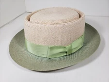 BILTMORE NATURAL / GREEN MILAN STRAW PORK PIE MADE IN CANADA