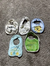 Lot Of 5 Gerber Baby Drool Bibs Assorted Brands And Patterns Stick And Snap