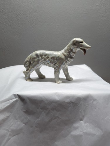 Vintage Iridescent Borzoi Fluffy Dog White Ceramic Figurine Decor (D) - Picture 7 of 7