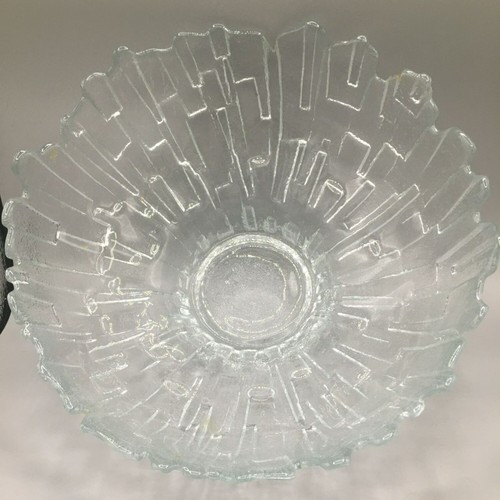 STUNNING 1970s Ravenhead UK Flair Ice Bark Brutalist Glass Fruit Bowl - Picture 5 of 5