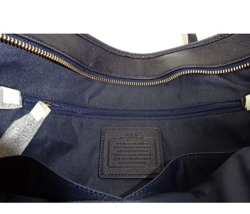 Coach 37155M City Zip Tote -Shoulder Pebble Leather Navy Silver Size Large tote - Picture 4 of 11