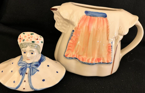 Vintage 1950's ART POTTERY AMERICAN OLD MOTHER HUBBARD Teapot - Picture 3 of 7