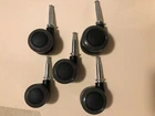 Set of 5 Twin 1-1/2" Wheel Swivel Furniture Casters Tall Type Grip Ring Stem