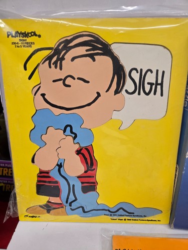 Vintage Playskool Snoopy Peanuts Wooden Pre School Puzzles Linus Red Baron - Picture 2 of 15