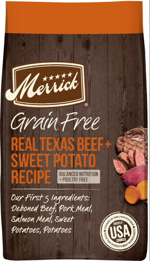 Merrick Real Texas Beef + Sweet Potato Recipe Grain-Free Adult Dry Dog Food,22lb