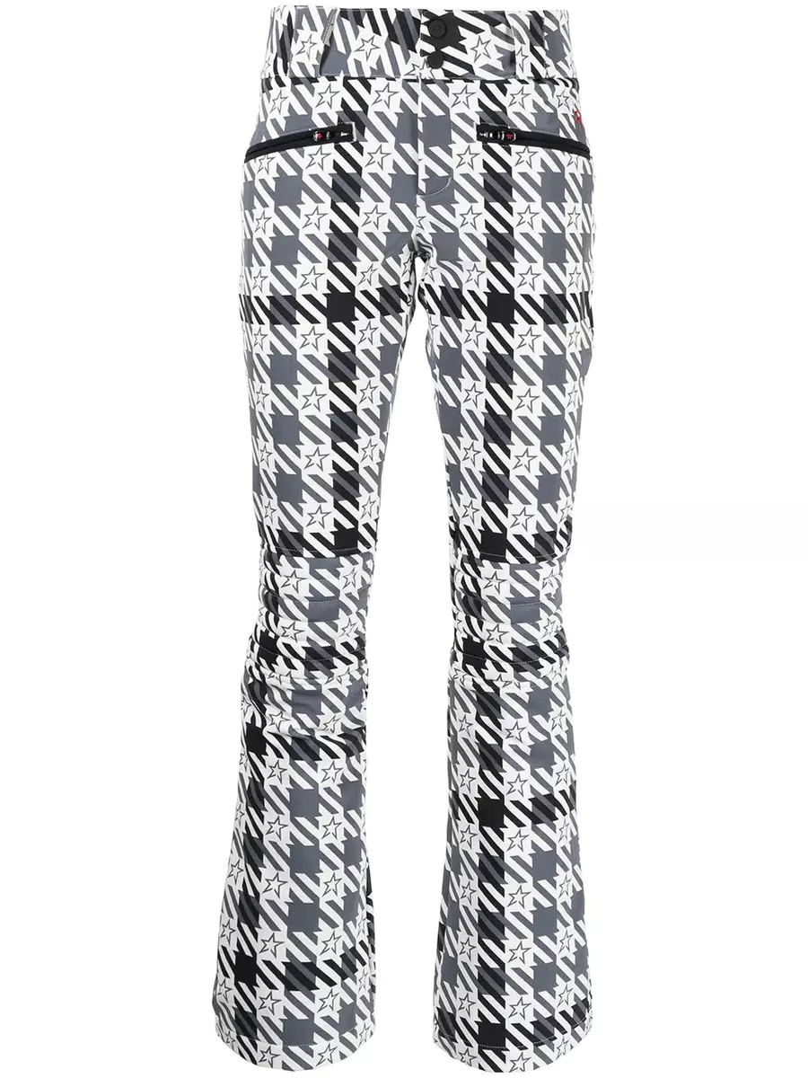 Perfect Moment 'AURORA' Star Gingham Black Print Ski Pants in Size L - MSRP  $550