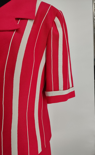 Louis Feraud Vtg. Woman Pink Stripe Summer Suit Size 10 Lined Pencil Skirt Slit - Picture 5 of 16