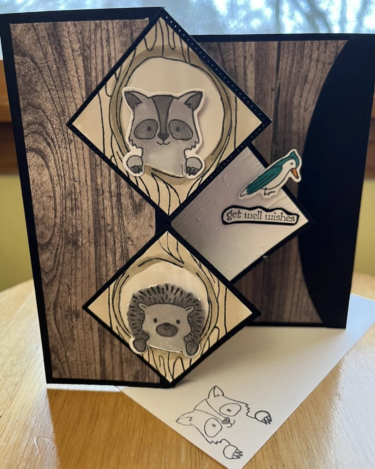 Forrest Critters   Get Well Card - Hand Stamped  - Blank Inside - Stampin' Up - Image 2 of 4