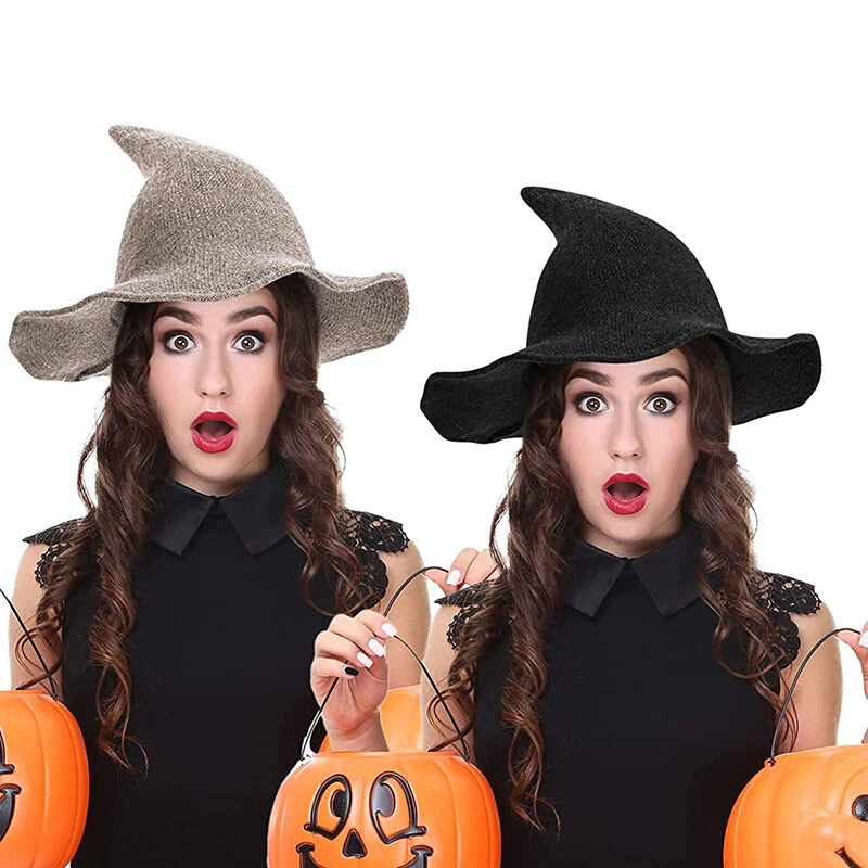 Mujeres Sombrero de Bruja Halloween Moderno Sombrero de Bruja Hecho de Lana de Oveja de Alta Calidad Foto 4 de 4