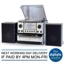 Steepletone Boston 5 in 1 Music Centre Bluetooth Record Player CD Cassette Black