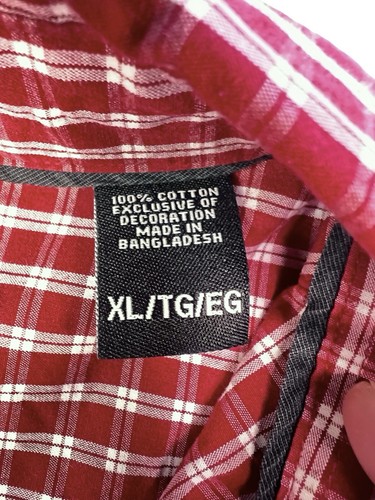 CHAPS rot weiß kariertes Herren Button Down Langarm Tartan Hemd pflegeleicht Gr. XL - Bild 7 von 10
