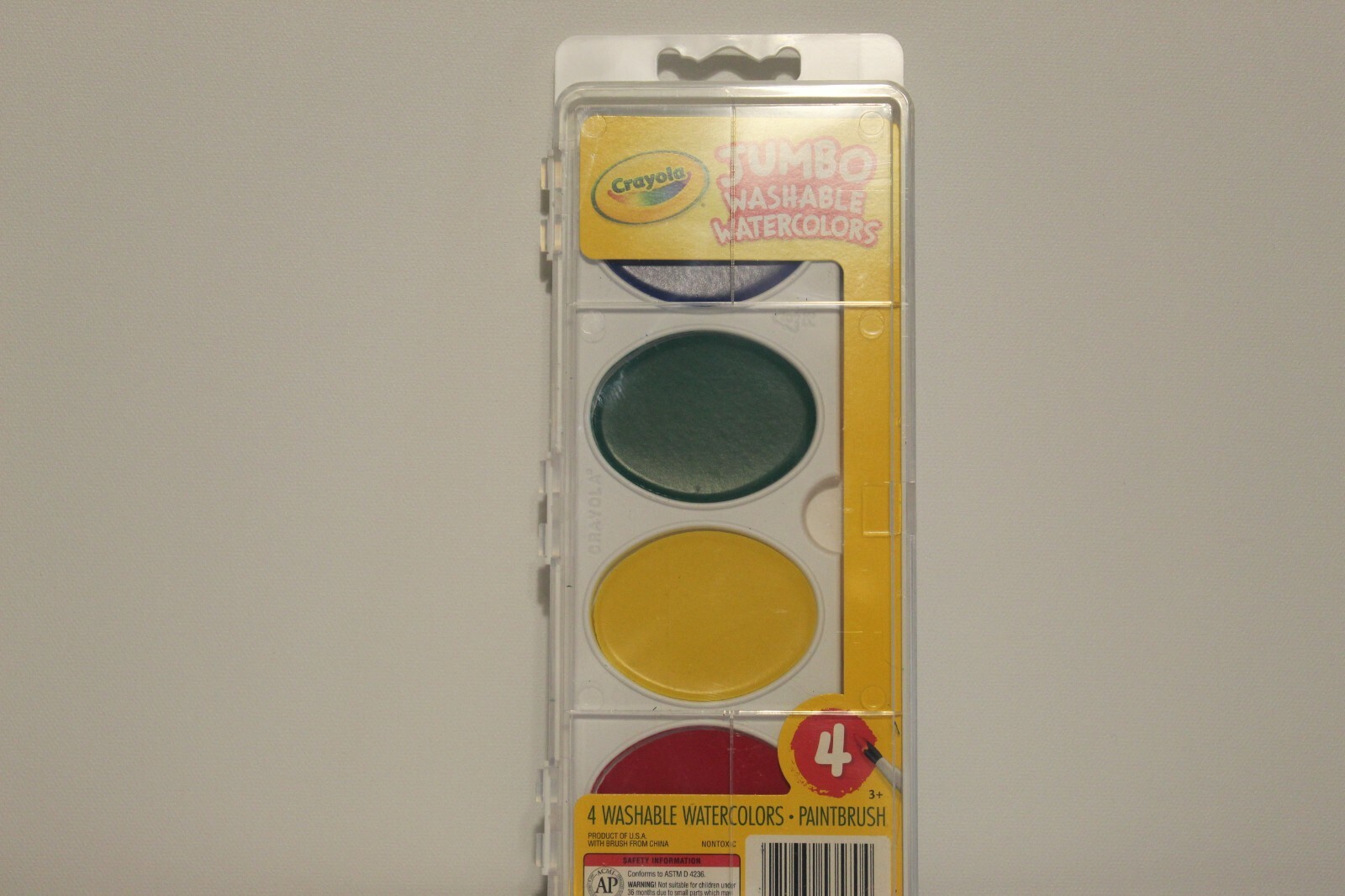 My First Crayola Washable Jumbo Watercolors & Brush Set Red Yellow Green Blue