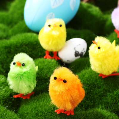 8PCS Easter Velvet Chicken Pieces 3cm Rainbow Chicks Baby Chickens