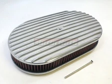 15" Oval Air Cleaner Full Finned Polished Aluminum Washable Chrysler Ford Chevy