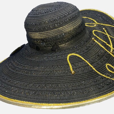 Black Wide Brim WAP Embellished Sun Hat Excellent Condition  display picture 3