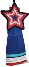 2pc Kitchen Set:1 Pot Holder (7"x11.5")&1 Towel (16"x26") PATRIOTIC USA STAR, LK