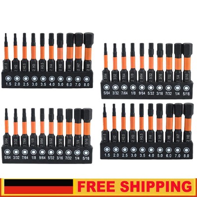 10/20 Pcs Allen Key Drill Bit Set S2 Steel Metric & SAE 1/4 Hex-Shank 2 In Long 