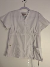 Green Town White Small Mock Neck Scrub Top Medical Uniform