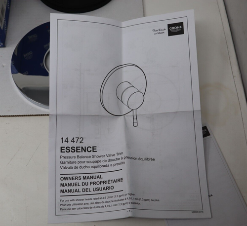 Grohe 14472000 Essence Pressure Balance Shower Valve Trim Kit Chrome w/ Handle - Picture 8 of 8