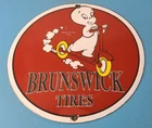 Vintage Casper Ghost Porcelain Sign - Brunswick Tires Gasoline Pump Plate Sign