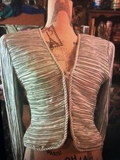 George F Couture Fabulous Vintage Sea Green Pleated Jacket Size 6