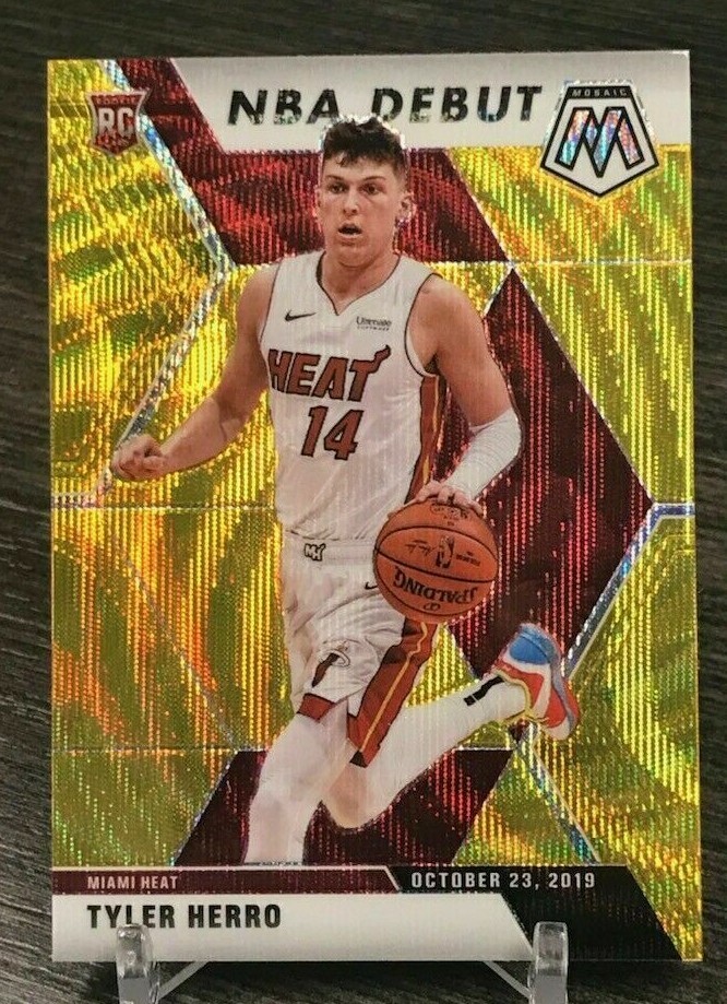 2019-20 Panini Mosaic #280 Tyler Herro NBA Debut Gold Wave Prizm Miami Heat 🔥