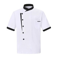 Chef Coat Short Sleeve Jacket for Kitchen Restaurant Hotel Bakery Uniform