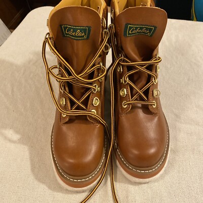 Cabela's Felt Bottom Fly Fishing Brown Faux Leather Boots 8211307