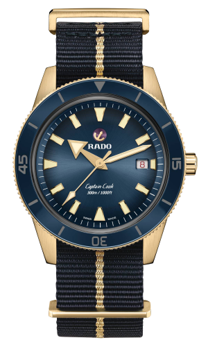 Rado Captain Cook Automatic Bronze Blue Dial NATO Band Men's Watch R32504207 - Foto 1 di 2