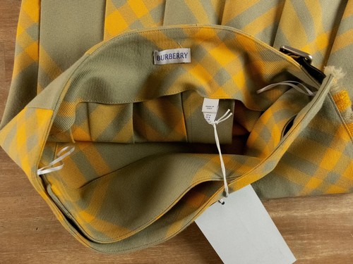 BURBERRY yellow & beige check midi hunter skirt Size 4 US / 38 EU Daniel Lee NWT - Picture 13 of 16