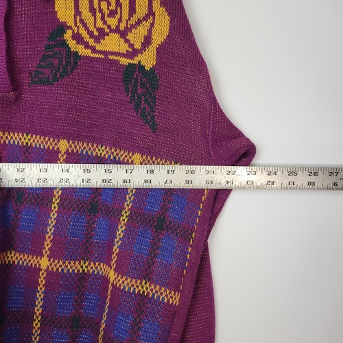 VTG 80s Sweater Knitted Cottagecore Eclectic Floral Retro Chunky Art To Wear - Picture 12 of 13