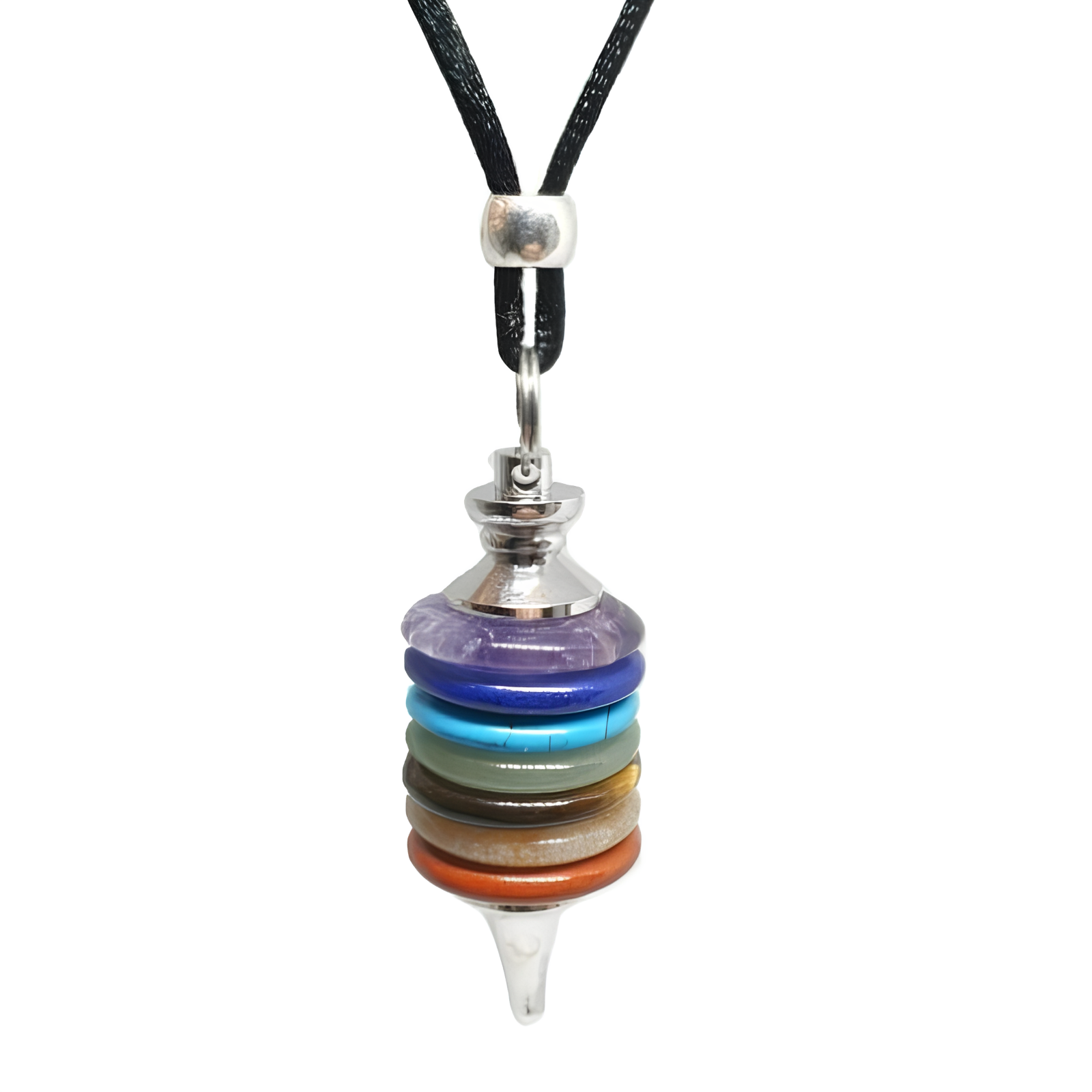 7 Chakra Necklace Gemstone Point Donut Unique Pendant Crystal Chain EMF Scalar