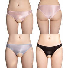 Men's Sheer Mesh Low-Rise Bikini Thongs Glossy G-string Briefs Panties Underwear