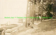 RPPC Lakeside Home with Dock & Several Canoes - Postcard