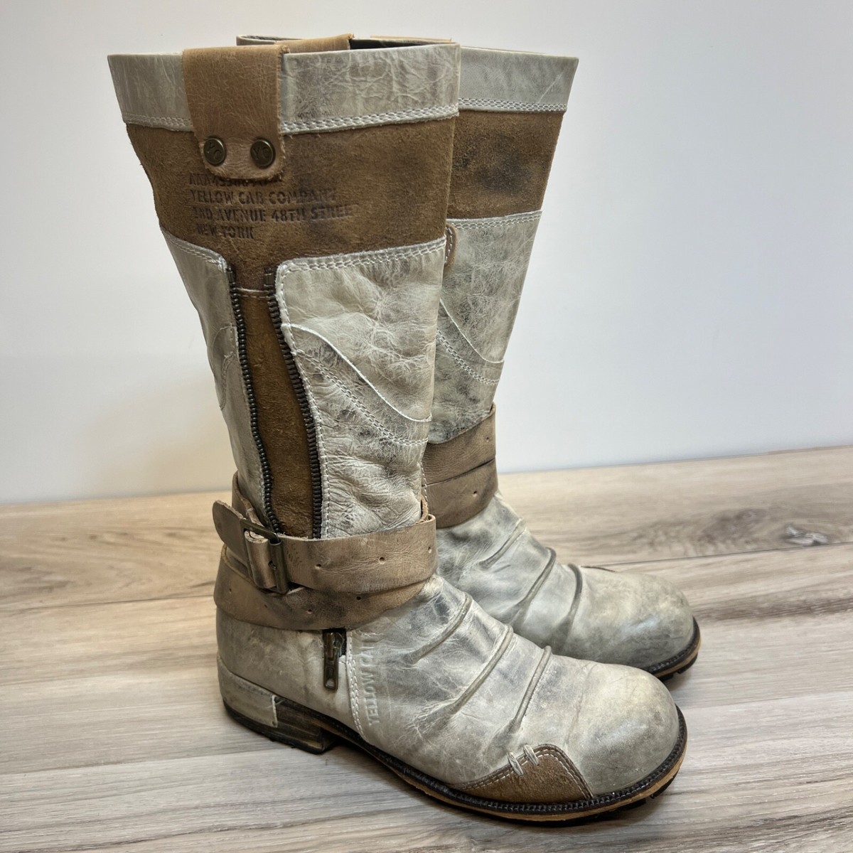 Yellow Cab New York Womens Tall Leather Boots Brown Side Zip Yellow Cab New York Womens Tall Leather Boots Brown Side Zip