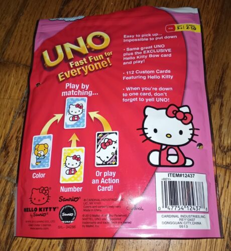 CARDINAL UNO CARD GAME HELLO KITTY Opened Bag Complete Rare - Picture 2 of 2