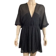 Buddy Love Black Dress Size Small V-Neck Dolman Puffy Sleeves Open Back