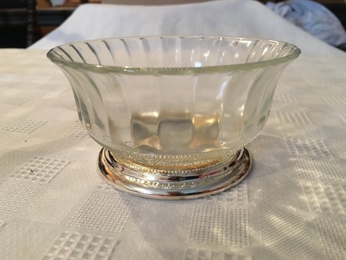 Crystal & Silverplate PEDESTAL BOWL NIB New in Box - 4.5" Diameter Gift Decor - Picture 2 of 5