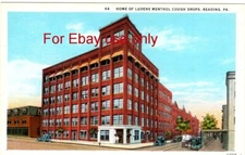 Reading, PA Luden's Candy Cough Drops old postcard Old Cars EX