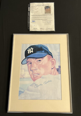 1953 Topps Signed Mickey Mantle 16x20 Lithograph By Gerry Dvorak