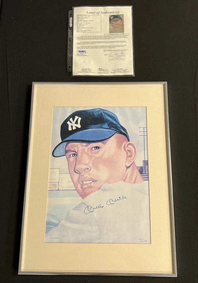 1953 Topps Signed Mickey Mantle 16x20 Lithograph By Gerry Dvorak #242/450 JSA - Image 2 of 4