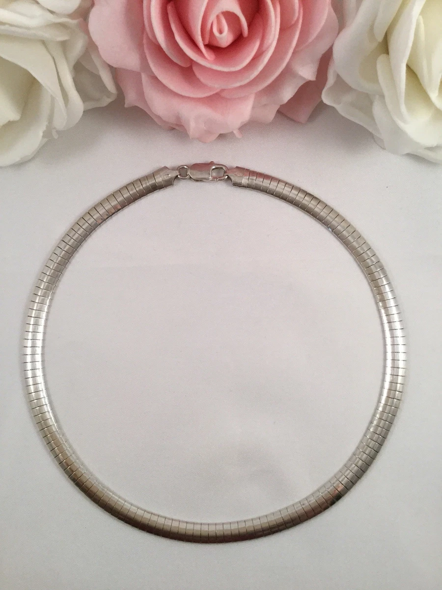 Vintage Jewellery Italian 925 Sterling Silver Omega Chain Necklace Jewelry Retro