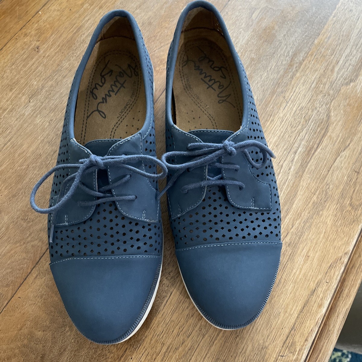 Natural Soul Navy Blue Vivian Perforated Lace Up Loafers Shoes Women Size 