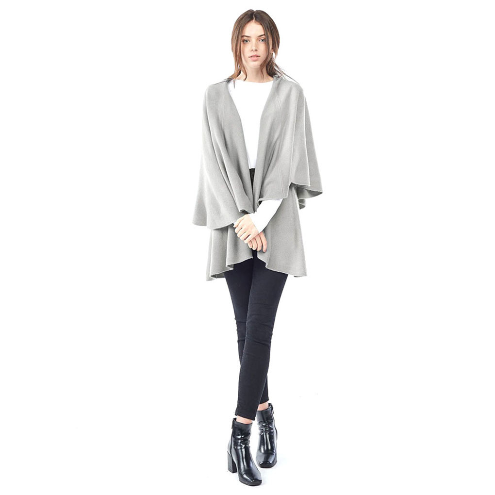 Look By M Womens Draped Wrap Shawl Vest in Multi Wear Grey