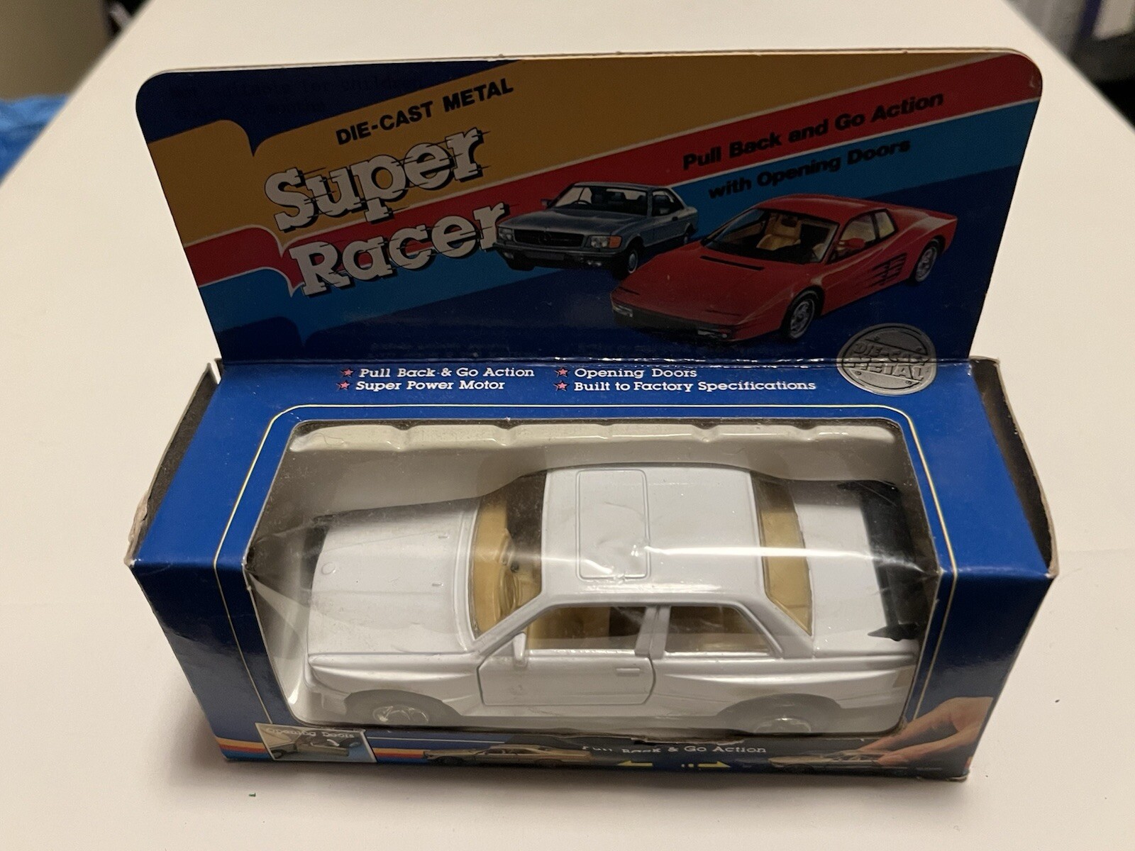 Vintage Die Cast Super Racer E30 BMW 325i M3, Pull Back & Go Die-Cast Boxed