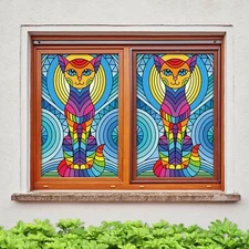3D Color Kitten A321 Window Film Print Sticker Cling Stained Glass UV Zoe
