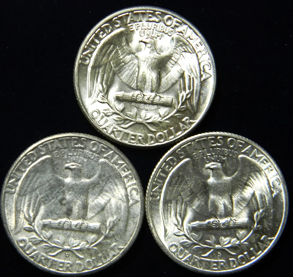 1946 PDS YEAR SET WASHINGTON SILVER QUARTERS,  BU BRILLIANT UNCIRCULATED #s3 - Image 2 of 2