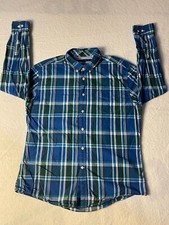 Tommy Hilfiger Mens XL Blue Plaid Long Sleeve Button Down Shirt Custom Fit Used