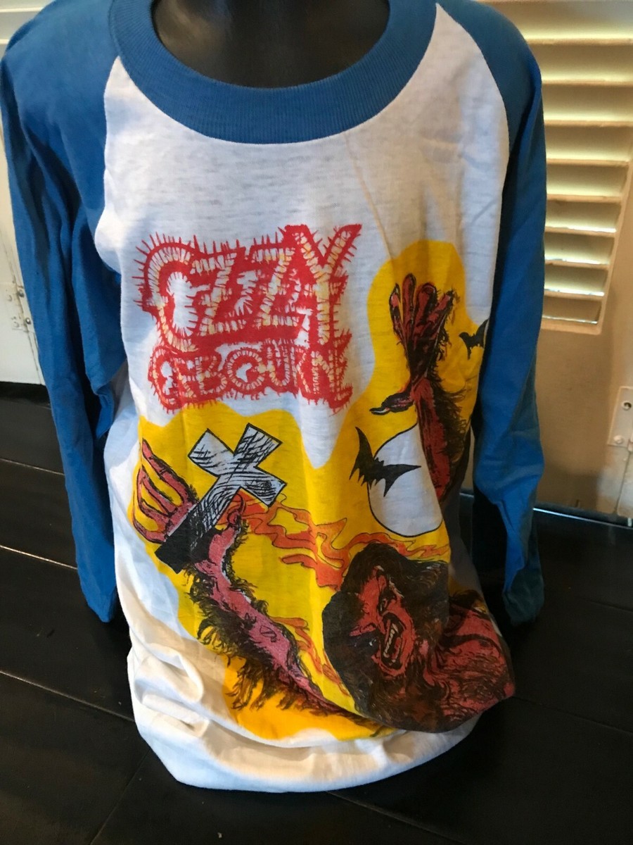 84年　Ozzy Osbourne Motley Crue 七分袖Tシャツ Ozzy Osbourne Motley Crue 1984 Bark at The Moon Tour Shirt