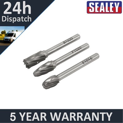 Sealey Wolframcarbid Rotationsgrat-Set 3-teilig Reißzange/grob SDBCK3
